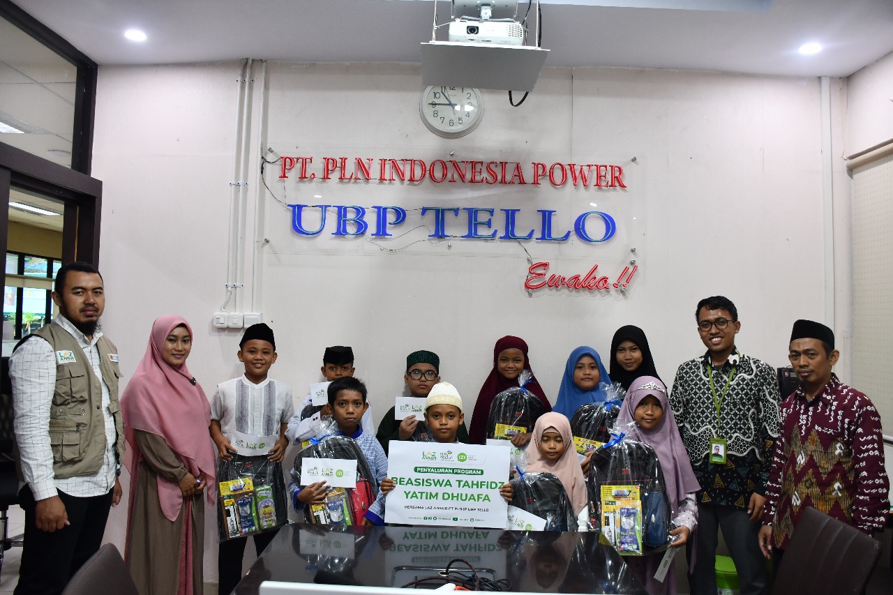 PT PLN IP UBP Tello bekerja sama dengan Lembaga Amil Zakat Inisiatif Zakat Indonesia (IZI) Perwakilan Sulawesi Selatan, menyalurkan Beasiswa Tahfidz bagi anak-anak yatim dan dhuafa.
