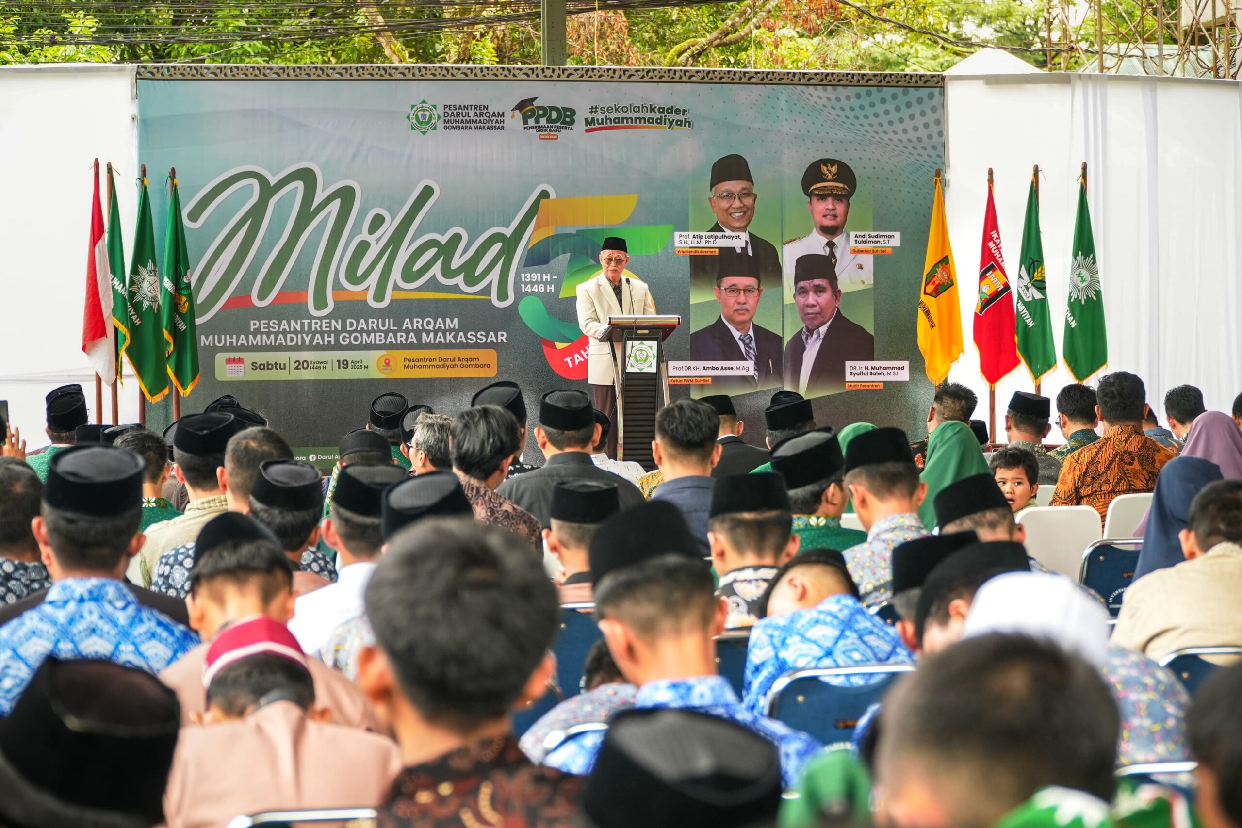 Suasana peringatan Milad ke-55 Pesantren Darul Arqam Muhammadiyah Gombara, Sabtu (19/4/2025).